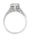Filigree Engraved Art Deco Hexagon Morganite Ring in 14 Karat White Gold