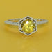 Art Deco Yellow Sapphire Filigree Hexagon Engagement Ring in 14 Karat White Gold