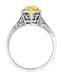 Art Deco Yellow Sapphire Filigree Hexagon Engagement Ring in 14 Karat White Gold