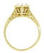Vintage Engraved 1/3 Carat Art Deco Hexagonal Filigree Diamond Engagement Ring in 14K Yellow Gold