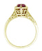 Art Deco 1.20 Carat Rhodolite Garnet Engraved Hexagon Filigree Engagement Ring in 14K Yellow Gold