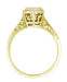 Art Deco Vintage Style Engraved Filigree Morganite Hexagon Ring in 14K Yellow Gold