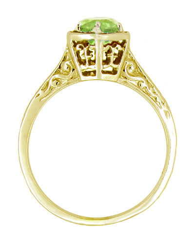 Art Deco Hexagon Filigree Peridot Ring in 14K Yellow Gold - Item: R180Y75PER - Image: 2