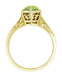 Art Deco Hexagon Filigree Peridot Ring in 14K Yellow Gold