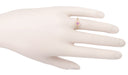 Art Deco Filigree Scrolls Engraved Pink Sapphire Engagement Ring in 14 Karat Rose Gold