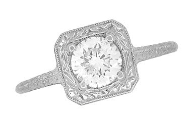 Filigree Scrolls 3/4 Carat Diamond Engagement Ring in 14 Karat White Gold - Item: R183W1D-LC - Image: 4