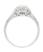 Filigree Scrolls 1/4 Carat Diamond Engraved Art Deco Engagement Ring in 14 Karat White Gold