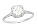 Filigree Scrolls 1/3 Carat Art Deco Engraved Diamond Engagement Ring in 14 Karat White Gold