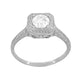 Filigree Scrolls 1/2 Carat Diamond Engraved Engagement Ring in 14 Karat White Gold