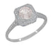 Filigree Scrolls Engraved Morganite Engagement Ring in 14 Karat White Gold