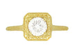 Filigree Scrolls Vintage Engraved 3/4 Carat Diamond Art Deco Engagement Ring in 14 Karat Yellow Gold