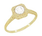 Filigree Yellow Gold Scrolls 1/3 Carat Diamond Art Deco Engraved Engagement Ring - 14 Karat