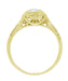 Filigree Scrolls Engraved White Sapphire Engagement Ring in 14 Karat Yellow Gold
