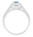 1920's Filigree Scrolls Hand Engraved Art Deco Platinum Sapphire Engagement Ring