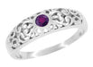 Edwardian Filigree Amethyst Ring in 14 Karat White Gold