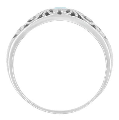 Edwardian Filigree Aquamarine Ring in 14 Karat White Gold - alternate view
