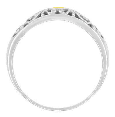 Scroll Filigree Edwardian Citrine Ring in 14 Karat White Gold - Item: R197C - Image: 2