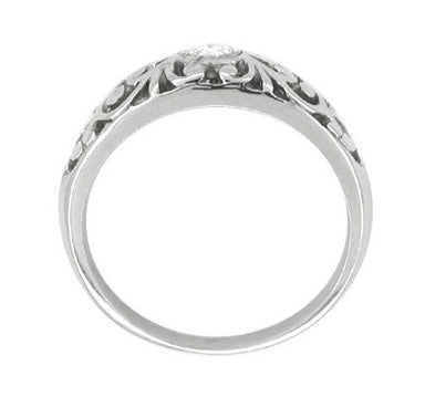 Edwardian Scrolled Filigree Diamond Ring in Platinum - alternate view