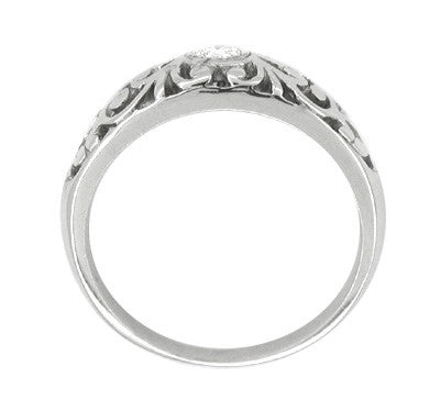 Edwardian Scrolled Filigree Diamond Ring in Platinum - Item: R197P-LC - Image: 2