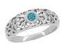 Edwardian Filigree Blue Diamond Ring in Platinum