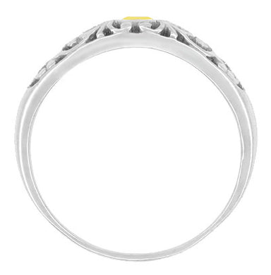 Edwardian Filigree Citrine Ring in Platinum - alternate view