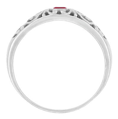 Edwardian Filigree Ruby Band in 14 Karat White Gold - Item: R197R - Image: 2