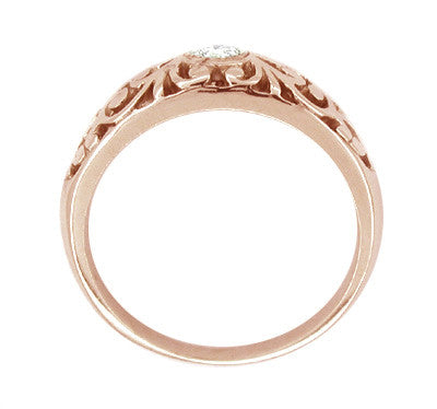 Filigree Edwardian Diamond Ring in 14 Karat Rose ( Pink ) Gold - Item: R197RP-LC - Image: 2