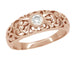 Edwardian Scroll Filigree White Sapphire Ring in 14 Karat Rose Gold