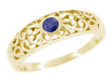 Edwardian Scroll Filigree Sapphire Ring in 14 Karat Yellow Gold