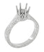 Art Deco 1 Carat Crown Filigree Scrolls Engagement Ring Setting in Platinum