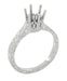 Art Deco Platinum 6 Prong Crown Setting for a 3/4 Carat Round Diamond with Vintage Scroll Engraving on Band - R199P75