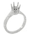 Art Deco 3/4 Carat Crown Filigree Scrolls Engagement Ring Setting in Platinum