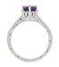 Art Deco Crown Filigree Scrolls Amethyst Engagement Ring in Platinum