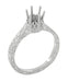 Art Deco 1/3 Carat Crown Filigree Scrolls Engagement Ring Setting in Palladium