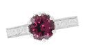 Platinum Art Deco Filigree Scrolls 1.5 Carat Rhodolite Garnet Crown Solitaire Engagement Ring