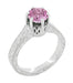 Platinum Scrolls Art Deco Filigree 1 Carat Pink Sapphire Solitaire Crown Engagement Ring