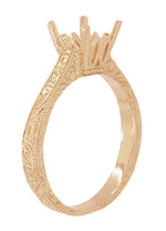 Art Deco 1 - 1.50 Carat Crown Scrolls Filigree Engagement Ring Setting in 14 Karat Rose Gold