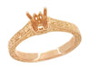 Art Deco 1/3 Carat Crown Scrolls Solitaire Filigree Engagement Ring Setting in Rose Gold