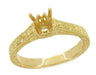 Art Deco Yellow Gold Carved Scrolls Filigree Castle 1/2 Carat Engagement Ring Setting