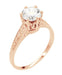 18 Karat Rose ( Pink ) Gold Art Deco 1 Carat Crown Filigree Slender Engagement Ring Setting