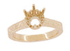 Filigree Scrolls Art Deco 1.25 - 1.50 Carat Crown Engagement Ring Setting in 14 Karat Rose ( Pink ) Gold