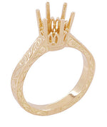 Art Deco Scrolls Rose Gold Filigree Vintage Style Solitaire Crown Engagement Ring Setting for a  1.50 - 1.75 Carat Round Diamond (7.0 - 8.0mm)