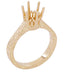 Art Deco Scroll Filigree 1.75 - 2.25 Carat Solitaire Crown Engagement Ring Setting in 14 Karat Rose Gold