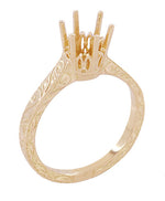 Art Deco 1 Carat Crown Filigree Scrolls Engagement Ring Setting in 14 Karat Rose ( Pink ) Gold