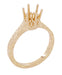 Art Deco 1 Carat Crown Filigree Scrolls Engagement Ring Setting in Rose ( Pink ) Gold