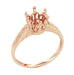 18 Karat Rose ( Pink ) Gold Art Deco 1 Carat Crown Filigree Slender Engagement Ring Setting
