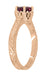 Scroll Filigree Art Deco Crown 1.5 Carat Rhodolite Garnet Solitaire Engagement Ring in 14 Karat Rose ( Pink ) Gold