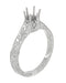 Side Profile of Art Deco Antique Crown Ring Setting For a 1/2 Carat Round Diamond in 14K or 18K White Gold 
