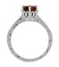 Art Deco Engraved Scrolls 1.5 Carat Almandine Garnet Filigree Crown Solitaire Engagement Ring in 18 Karat White Gold