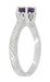 Art Deco Scrolls Regal Filigree Crown Solitaire Amethyst Engagement Ring in 18 Karat White Gold